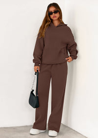 PRETTYGARDEN Women's 2 Piece Outfits Fall Sweatsuits Oversized Hoodies Wide Leg Sweatpants Tracksuits Lounge Matching Sets PRETTYGARDEN