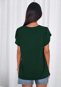 PRETTYGARDEN Summer Tops for Women Short Sleeve Crew Neck Pleated T Shirts Dressy Casual Blouses Spring Fashion Clothes PRETTYGARDEN