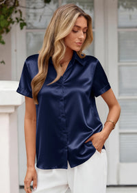 PRETTYGARDEN Women's Summer Button Down Shirts Short Sleeve Work Tops Dressy Blouses Spring Business Casual Outfits