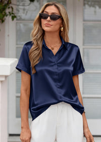 PRETTYGARDEN Women's Summer Button Down Shirts Short Sleeve Work Tops Dressy Blouses Spring Business Casual Outfits