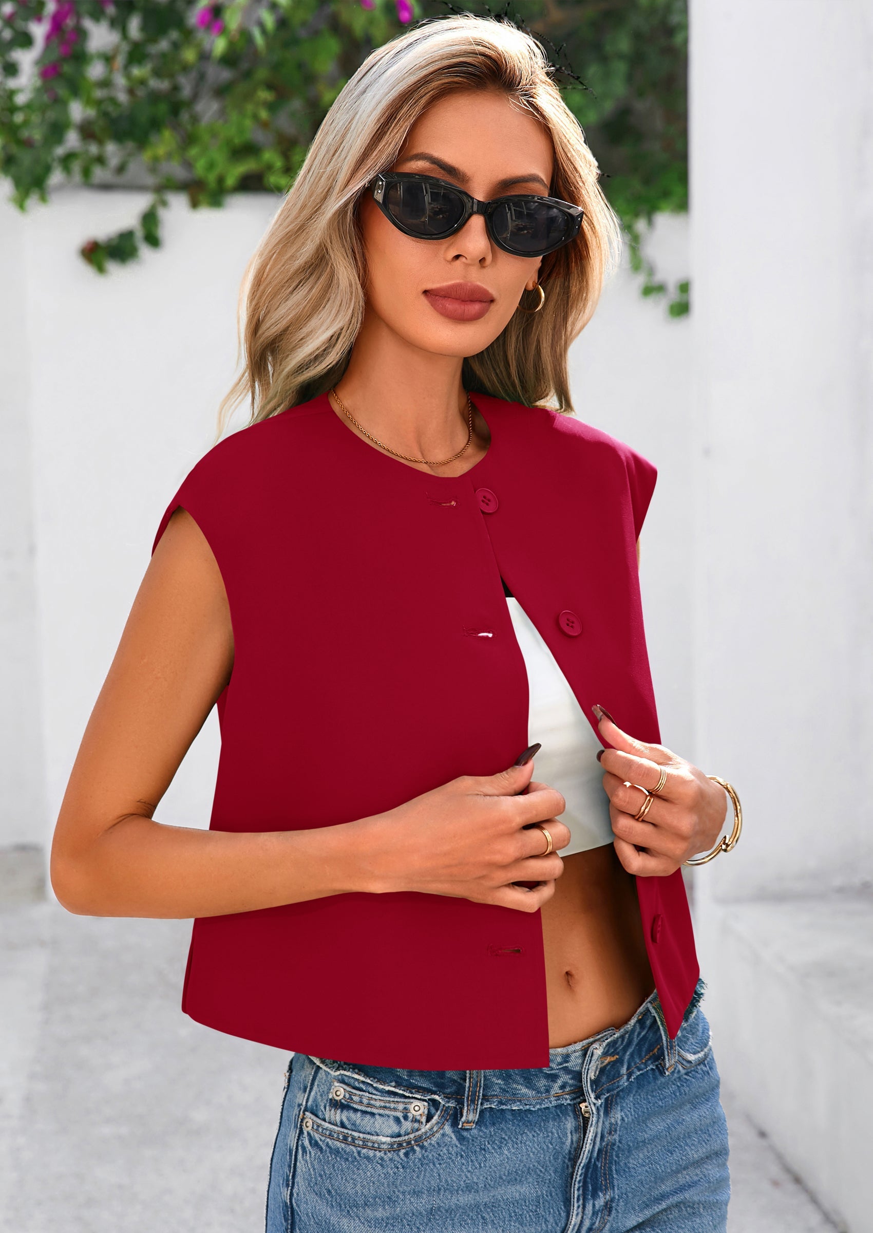 PRETTYGARDEN Women's Summer Suit Vest Dressy Casual Crop Tops Business Work Office Clothes Trendy Blazer Waistcoat PRETTYGARDEN