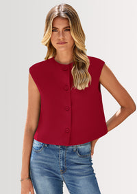 PRETTYGARDEN Women's Summer Suit Vest Dressy Casual Crop Tops Business Work Office Clothes Trendy Blazer Waistcoat