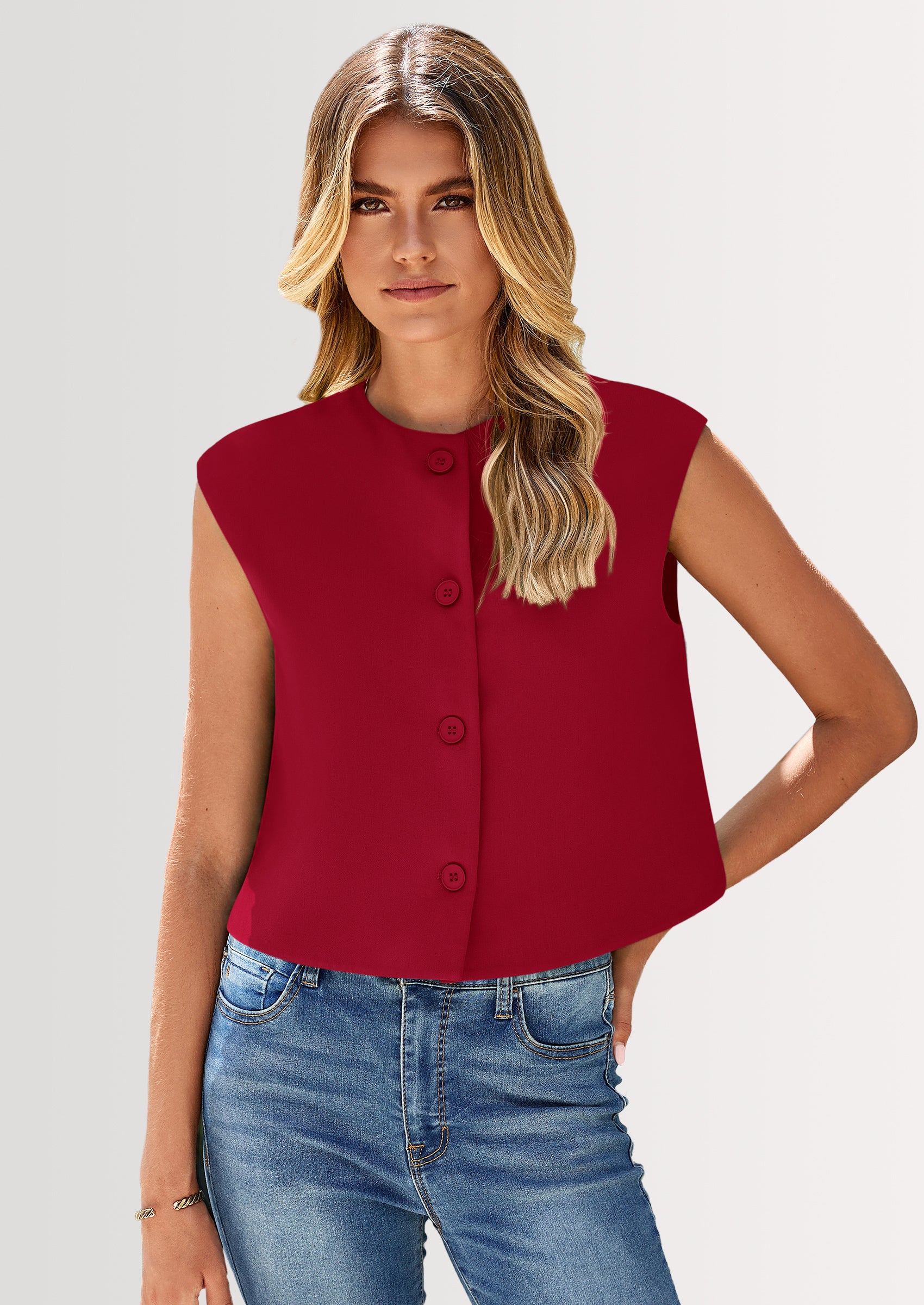 PRETTYGARDEN Women's Summer Suit Vest Dressy Casual Crop Tops Business Work Office Clothes Trendy Blazer Waistcoat