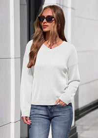 PRETTYGARDEN Women's Fall Fashion V Neck Cozy Sweaters | Soft Stretchy Warm, Chunky Knit Pullover, Loose Fit Long Sleeve Tops, Dressy Casual Blouses,Trendy Holiday Winter Outfits