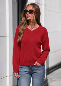 PRETTYGARDEN Women's Fall Fashion V Neck Cozy Sweaters | Soft Stretchy Warm, Chunky Knit Pullover, Loose Fit Long Sleeve Tops, Dressy Casual Blouses,Trendy Holiday Winter Outfits