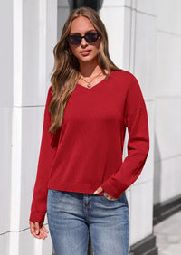 PRETTYGARDEN Women's Fall Fashion V Neck Cozy Sweaters | Soft Stretchy Warm, Chunky Knit Pullover, Loose Fit Long Sleeve Tops, Dressy Casual Blouses,Trendy Holiday Winter Outfits