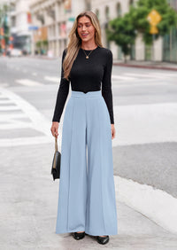 PRETTYGARDEN Wide Leg Pants Woman Spring Dressy High Waisted Business Casual Summer Flowy Work Palazzo Pants Trousers