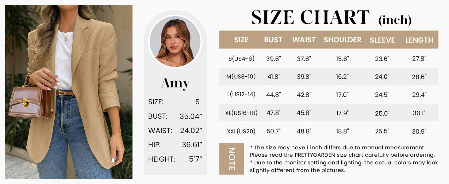 PRETTYGARDEN Blazers for Women Business Casual Long Sleeve Lapel Open Front Suit Jacket Work Blazer with Pockets