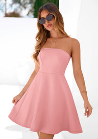PRETTYGARDEN Women's Strapless Mini Summer Dress Spring A Line Tube Top Sundress Cocktail Party Short Dresses PRETTYGARDEN