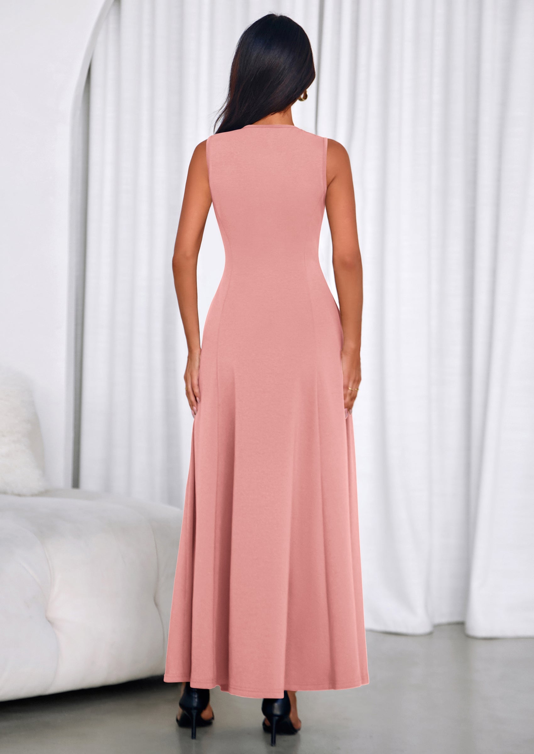 PRETTYGARDEN Women's Summer Tank Maxi Dress Spring Sleeveless Swing A Line Long Flowy Elegant Cocktail Dresses Pockets PRETTYGARDEN