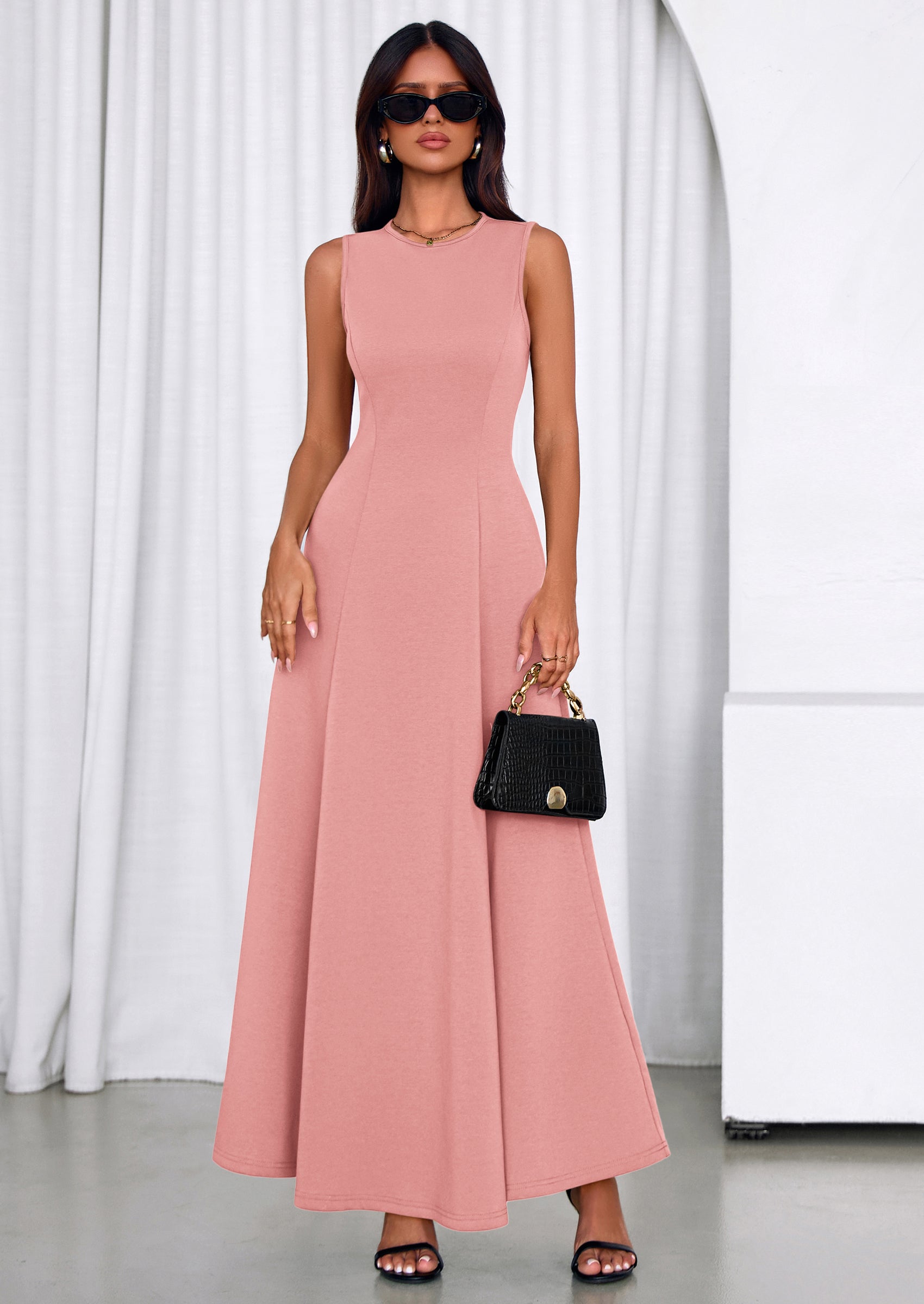 PRETTYGARDEN Women's Summer Tank Maxi Dress Spring Sleeveless Swing A Line Long Flowy Elegant Cocktail Dresses Pockets PRETTYGARDEN