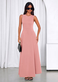 PRETTYGARDEN Women's Summer Tank Maxi Dress Spring Sleeveless Swing A Line Long Flowy Elegant Cocktail Dresses Pockets PRETTYGARDEN