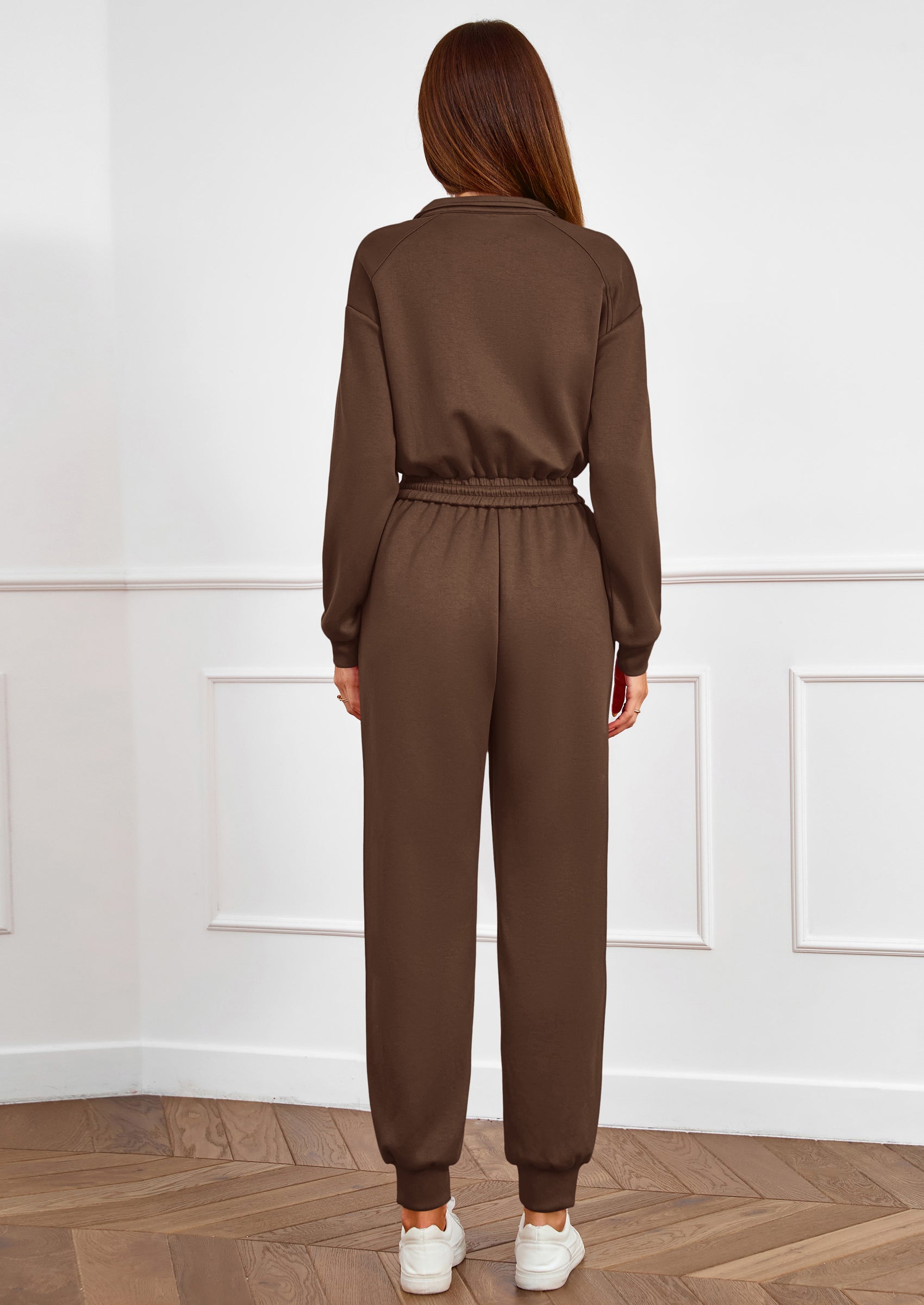 PRETTYGARDEN Long Sleeve Jumpsuits for Women Casual  Fall Fashion Zip Up Pant Rompers One Piece Sweatsuits Travel Outfits