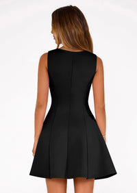 PRETTYGARDEN Summer Dresses for Women Elegant Sleeveless Boat Neck A Line Spring Formal Cocktail Party Mini Dress PRETTYGARDEN