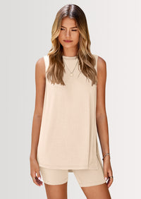 PRETTYGARDEN 2 Piece Sets for Women Summer Matching Lounge Shorts Set Resort Airport Travel Loungewear Outfits Clothing