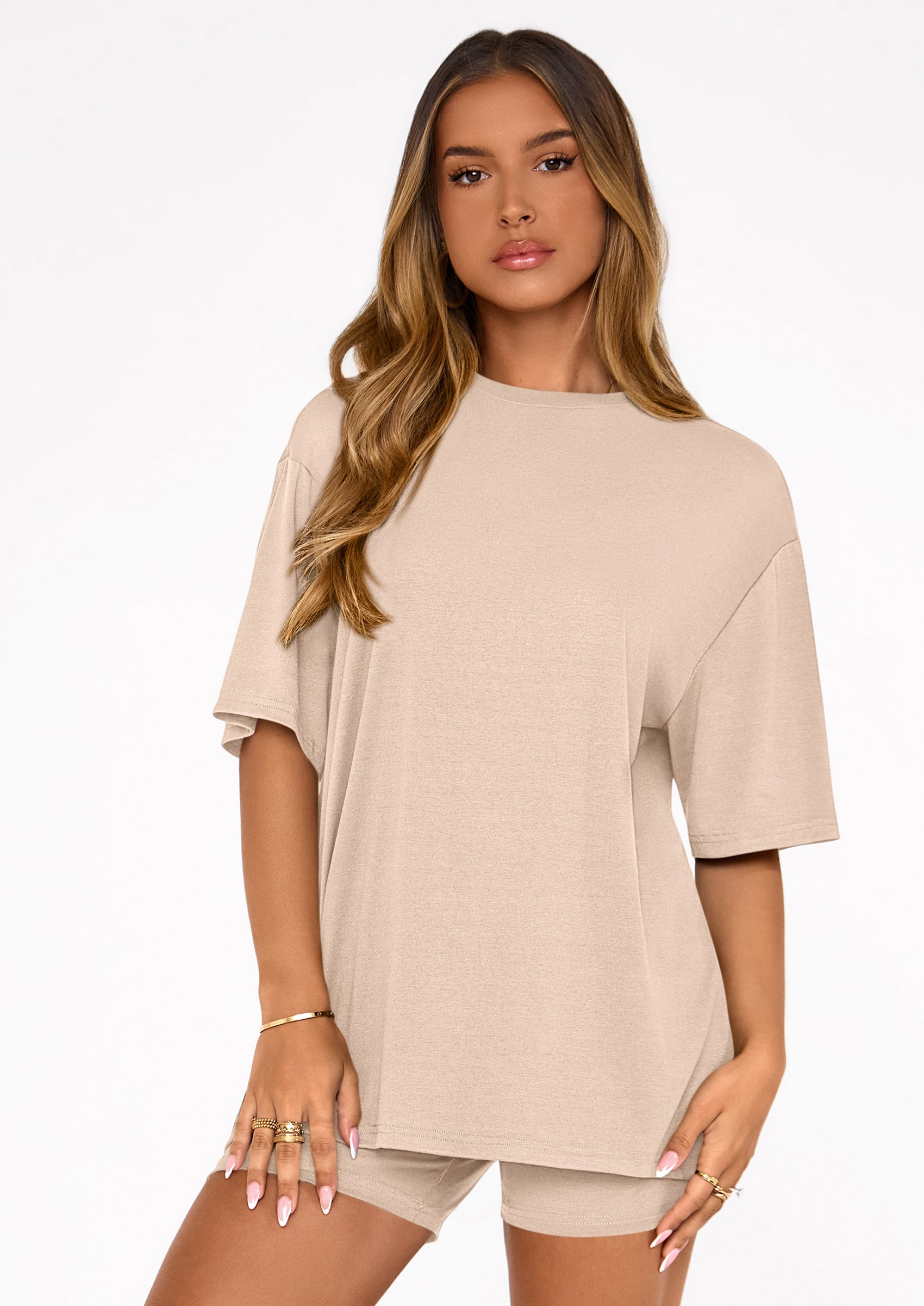 PRETTYGARDEN Women's Two Piece Matching Lounge Sets Summer Casual Tops Short Sleeve Shirts Shorts Travel Airport Outfits PRETTYGARDEN