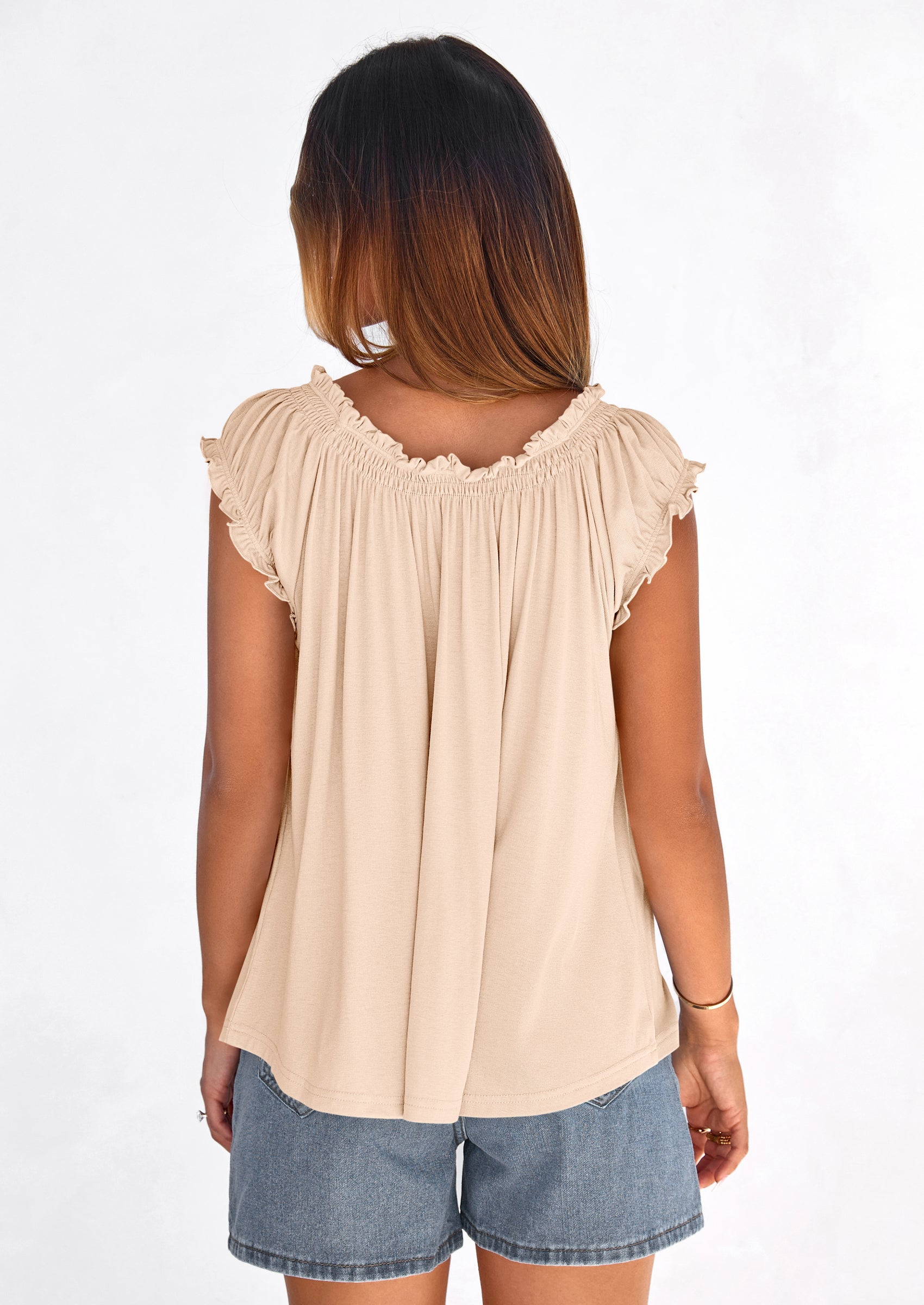 PRETTYGARDEN Womens Tie Front Tank Tops Summer Fashion Cap Sleeve Babydoll Blouses Flowy Shirts Spring Going Out Outfits PRETTYGARDEN