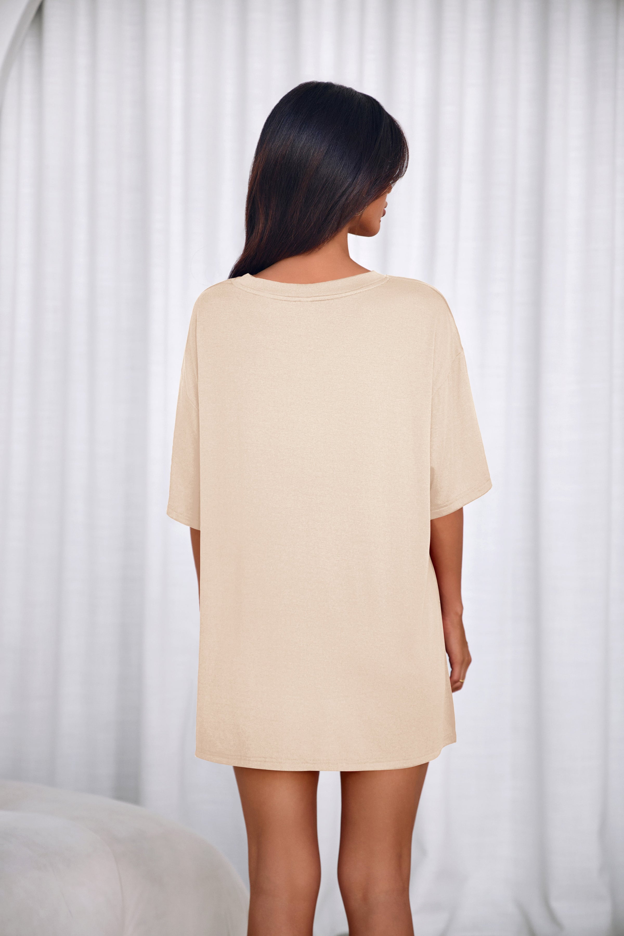 PRETTYGARDEN 2 Piece Sets for Women Summer Lounge Short Set Spring Matching Biker Shorts V Neck Oversized Shirt Clothing PRETTYGARDEN