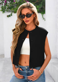 PRETTYGARDEN Women's Summer Suit Vest Dressy Casual Crop Tops Business Work Office Clothes Trendy Blazer Waistcoat PRETTYGARDEN