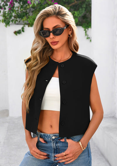 PRETTYGARDEN Women's Summer Suit Vest Dressy Casual Crop Tops Business Work Office Clothes Trendy Blazer Waistcoat PRETTYGARDEN