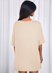 PRETTYGARDEN 2 Piece Sets for Women Summer Lounge Short Set Spring Matching Biker Shorts V Neck Oversized Shirt Clothing PRETTYGARDEN