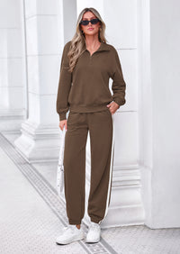 PRETTYGARDEN Womens Sweatsuits 2 Piece Outfits Fall Half Zip Sweatshirts Jogger Tracksuit Set Lounge Travel Matching Clothes