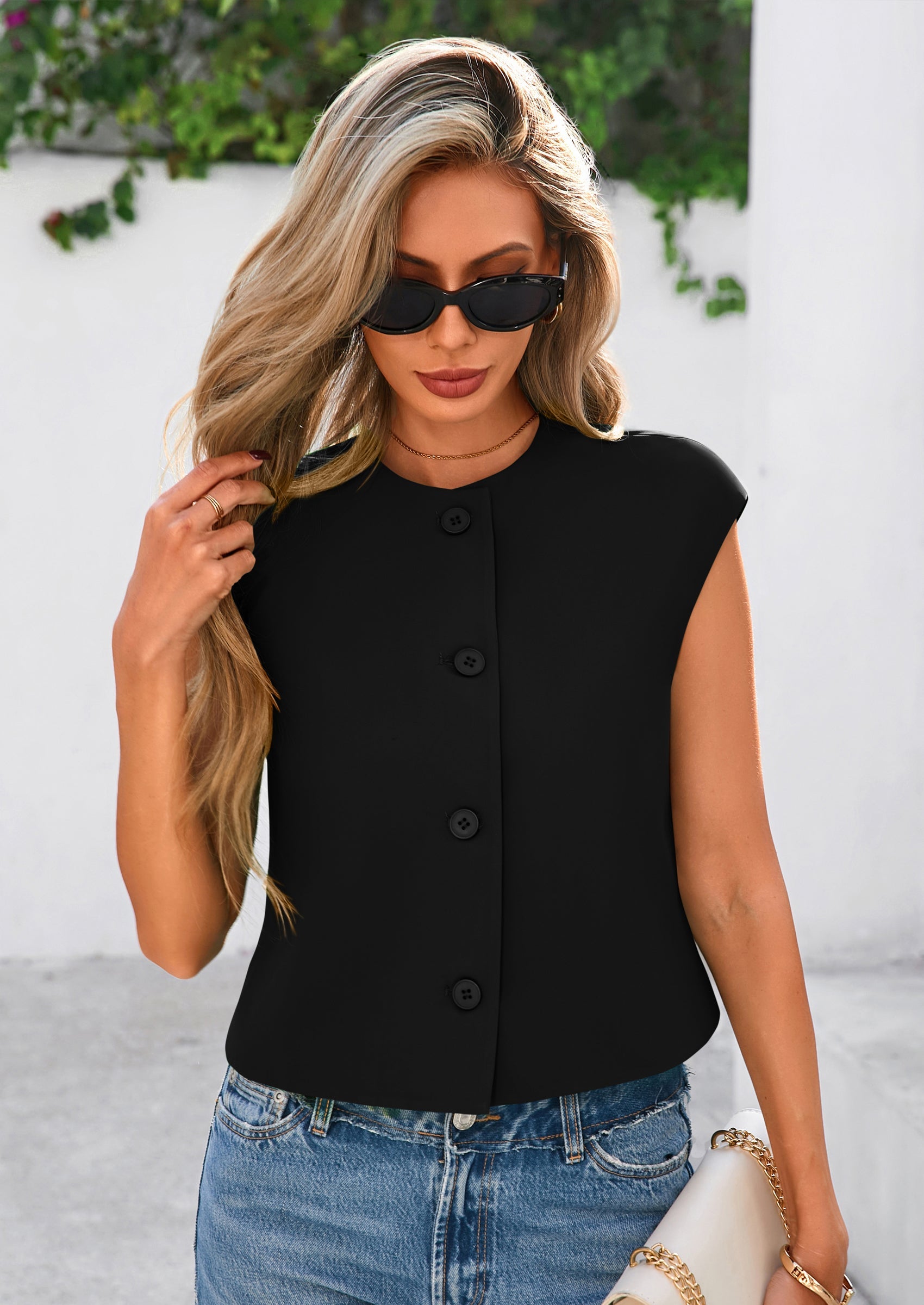 PRETTYGARDEN Women's Summer Suit Vest Dressy Casual Crop Tops Business Work Office Clothes Trendy Blazer Waistcoat PRETTYGARDEN