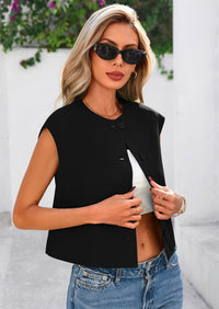 PRETTYGARDEN Women's Summer Suit Vest Dressy Casual Crop Tops Business Work Office Clothes Trendy Blazer Waistcoat PRETTYGARDEN