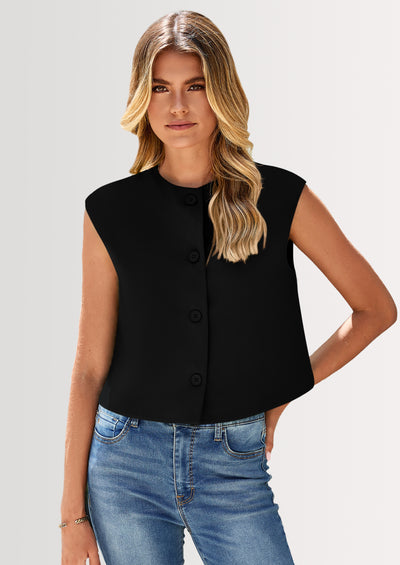 PRETTYGARDEN Women's Summer Suit Vest Dressy Casual Crop Tops Business Work Office Clothes Trendy Blazer Waistcoat