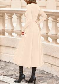 PRETTYGARDEN Women's Fall Long Sleeve Midi Dress Casual Elegant Ruffle Flowy A Line Swing Cocktail Party Dresses