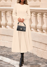 PRETTYGARDEN Women's Fall Long Sleeve Midi Dress Casual Elegant Ruffle Flowy A Line Swing Cocktail Party Dresses