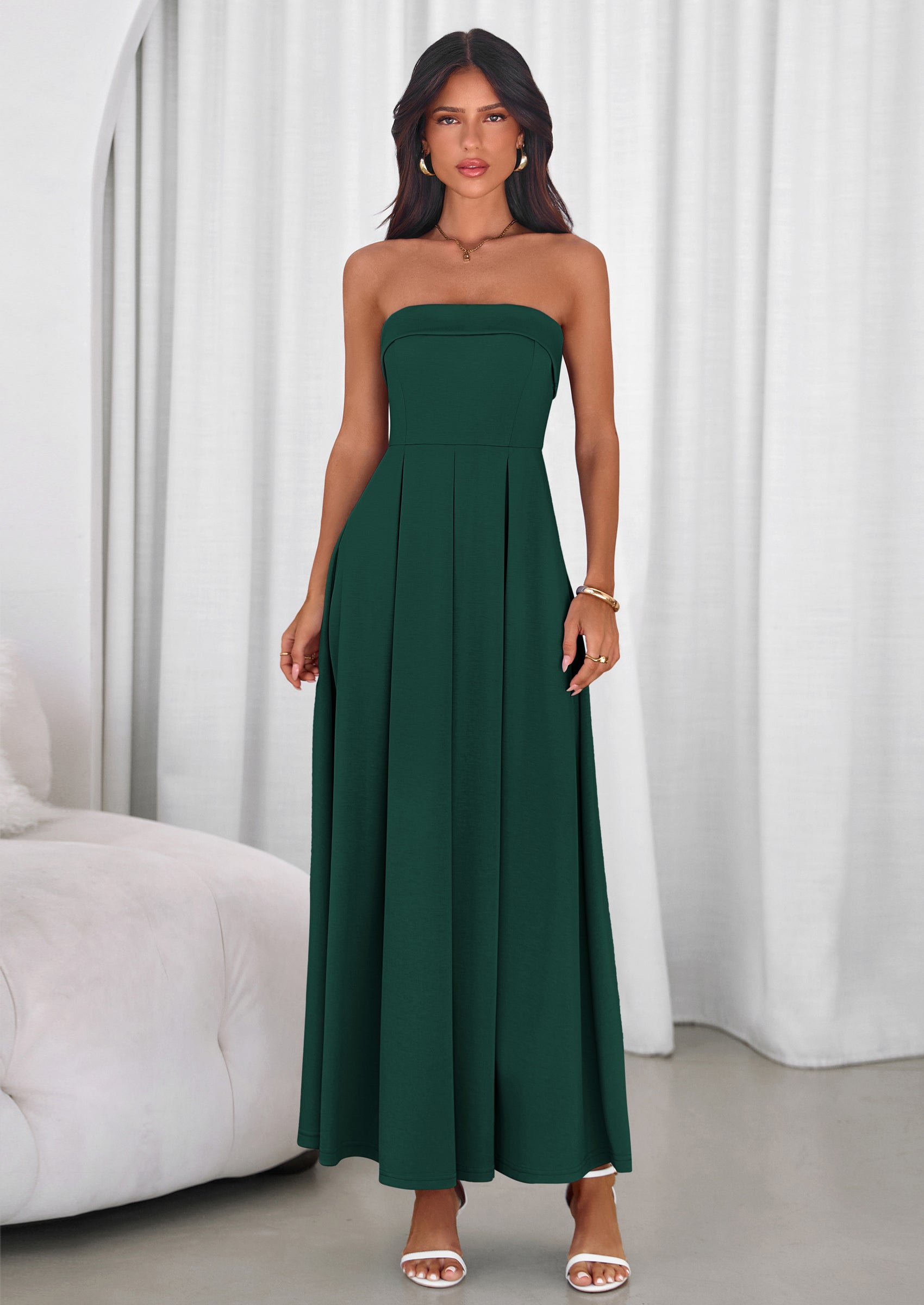 PRETTYGARDEN Cocktail Dresses for Women Summer Formal Elegant Tube Top Strapless Spring Wedding Guest Party Midi Dress PRETTYGARDEN