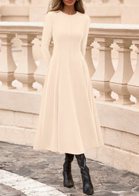 PRETTYGARDEN Women's Fall Long Sleeve Midi Dress Casual Elegant Ruffle Flowy A Line Swing Cocktail Party Dresses