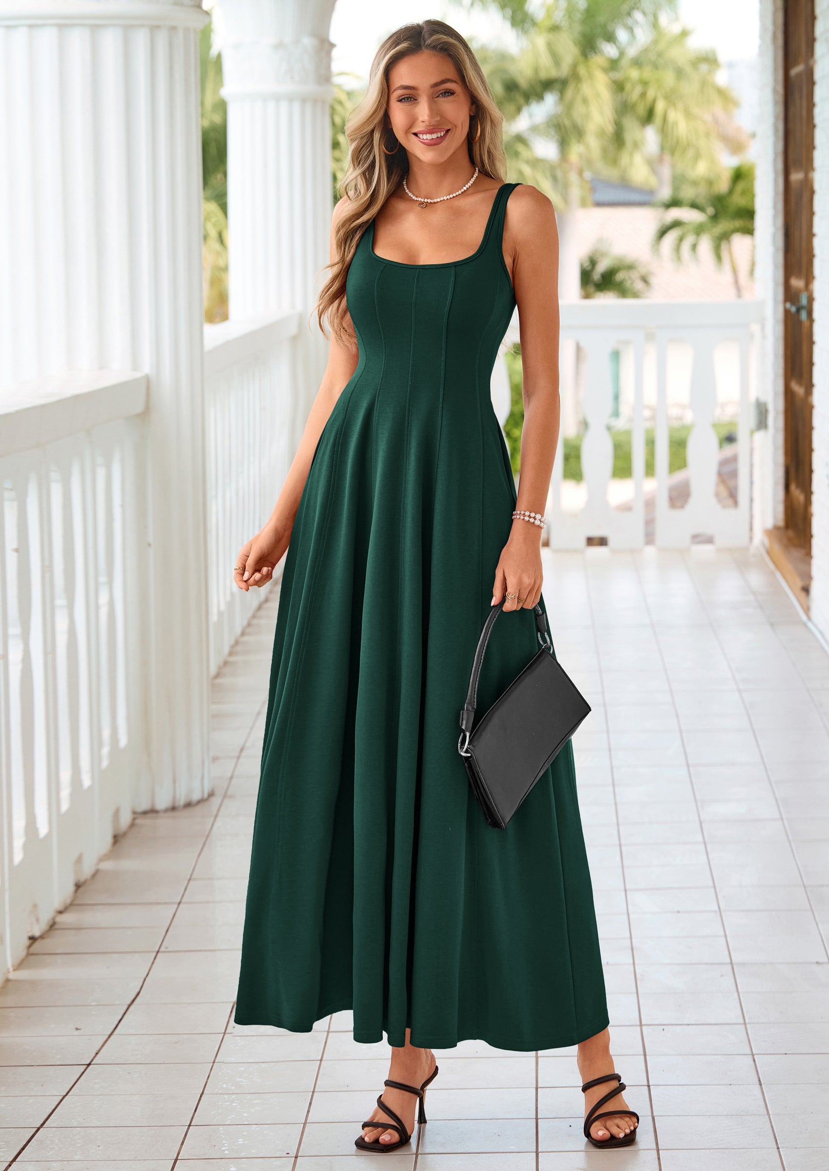 PRETTYGARDEN Cocktail Dresses for Women Formal Summer Sleeveless A Line Long Flowy Spring Wedding Guest Party Midi Dress