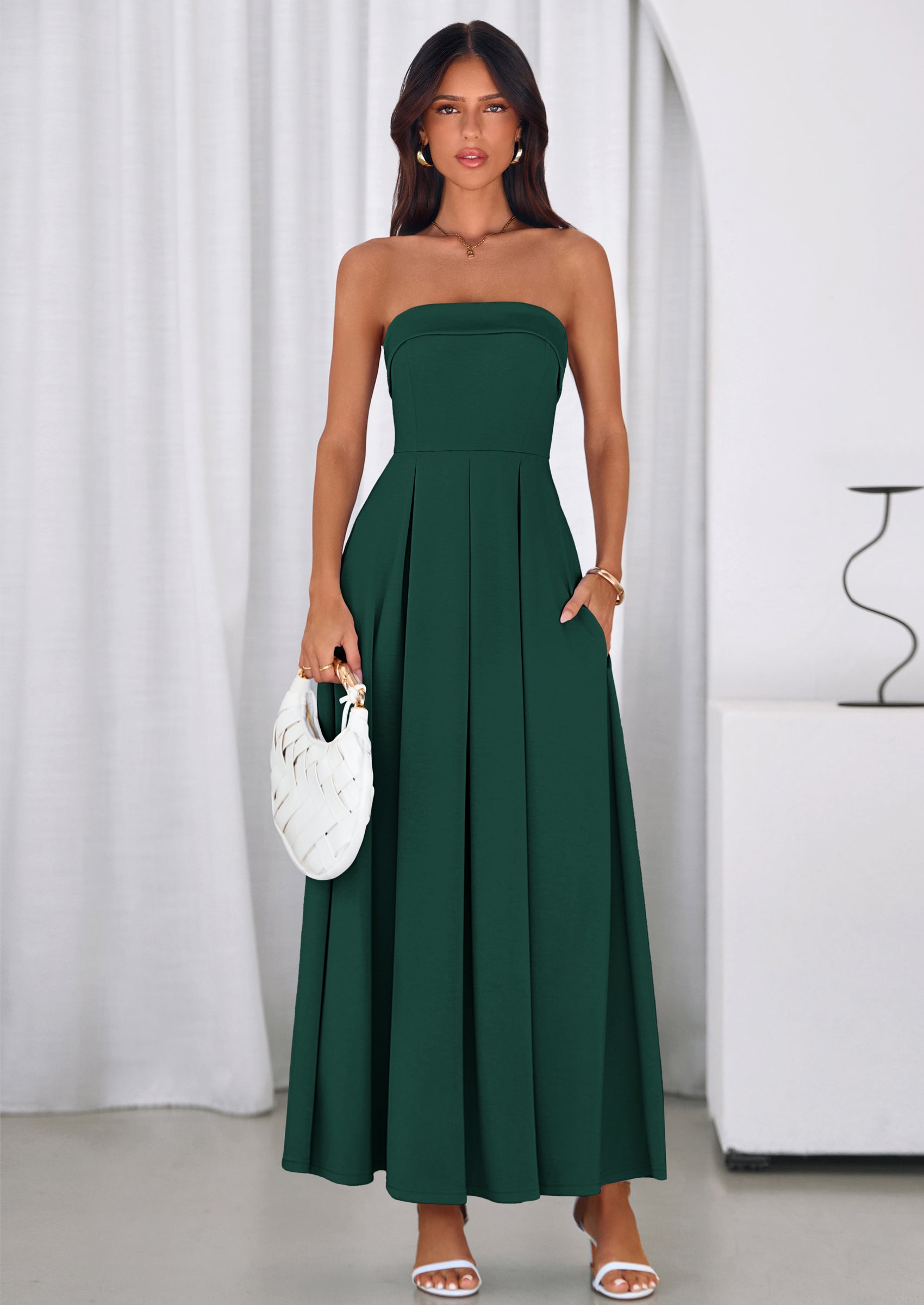 PRETTYGARDEN Cocktail Dresses for Women Summer Formal Elegant Tube Top Strapless Spring Wedding Guest Party Midi Dress PRETTYGARDEN