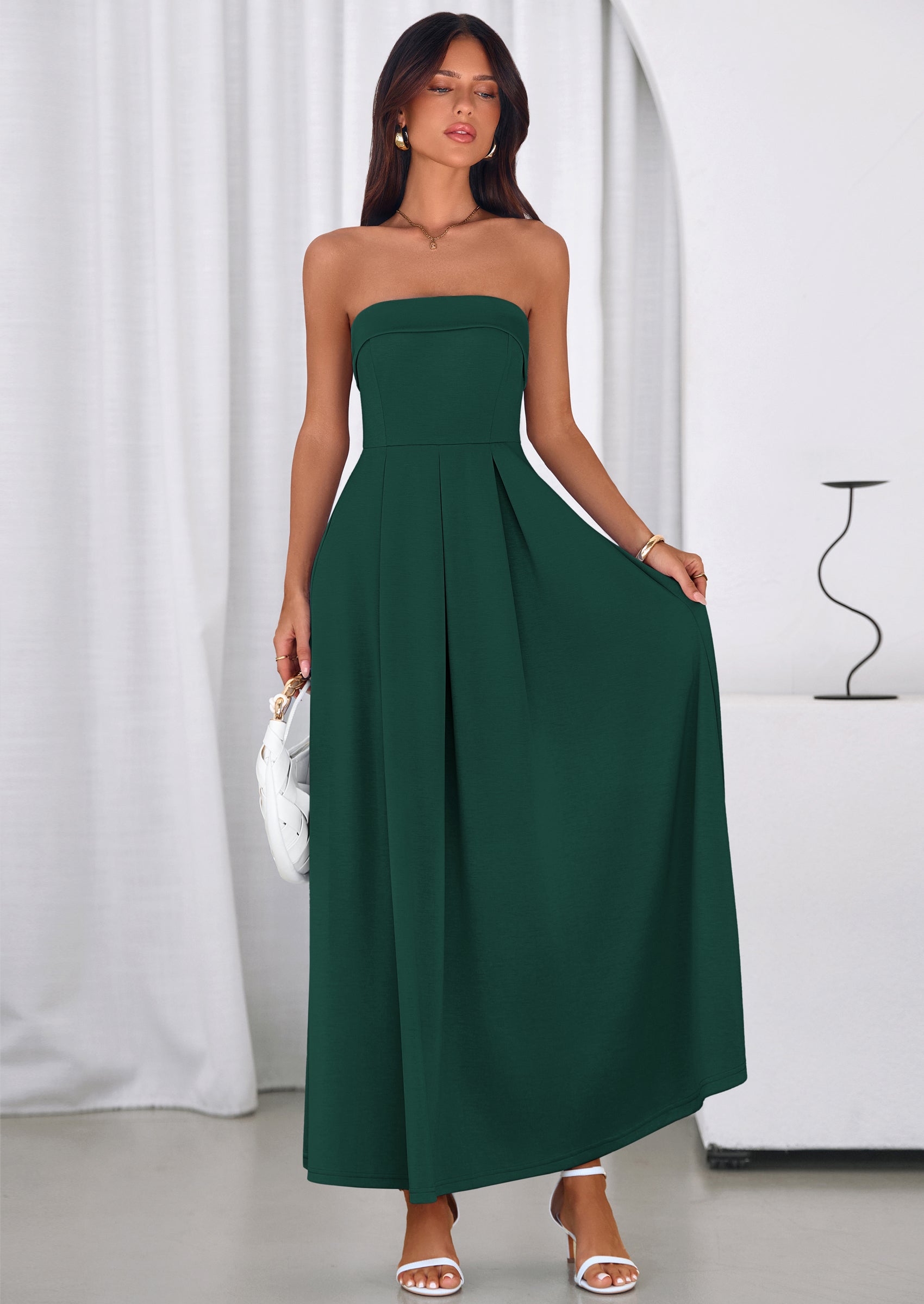 PRETTYGARDEN Cocktail Dresses for Women Summer Formal Elegant Tube Top Strapless Spring Wedding Guest Party Midi Dress PRETTYGARDEN