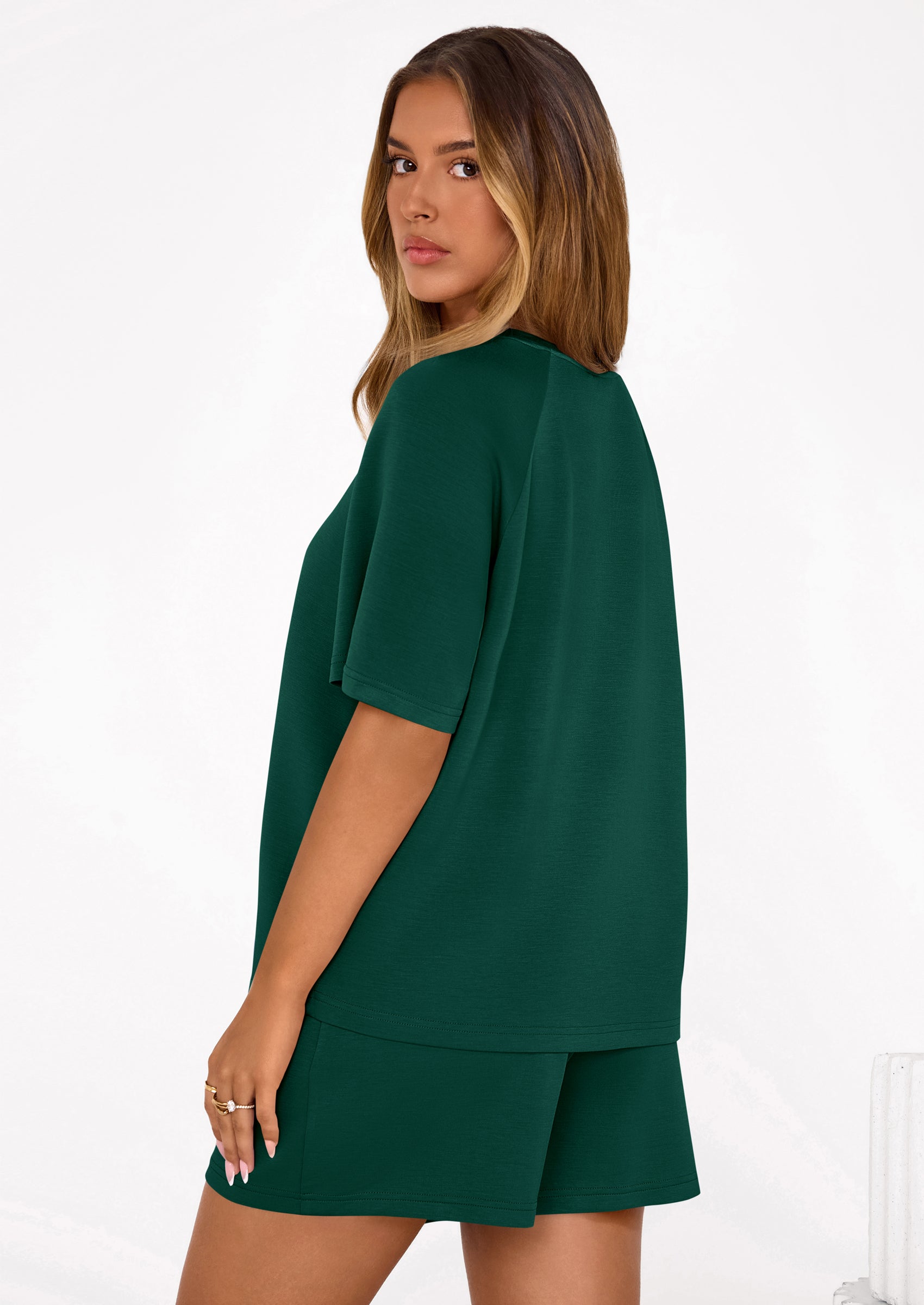 PRETTYGARDEN Women's 2 Piece Lounge Sets Short Sleeve Shirts Casual Tops Shorts Matching Clothing Summer Airport Outfits PRETTYGARDEN