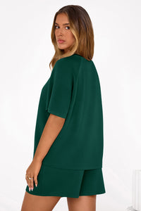 PRETTYGARDEN Women's 2 Piece Lounge Sets Short Sleeve Shirts Casual Tops Shorts Matching Clothing Summer Airport Outfits PRETTYGARDEN