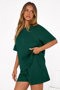 PRETTYGARDEN Women's 2 Piece Lounge Sets Short Sleeve Shirts Casual Tops Shorts Matching Clothing Summer Airport Outfits PRETTYGARDEN