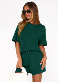 PRETTYGARDEN Women's 2 Piece Lounge Sets Short Sleeve Shirts Casual Tops Shorts Matching Clothing Summer Airport Outfits PRETTYGARDEN