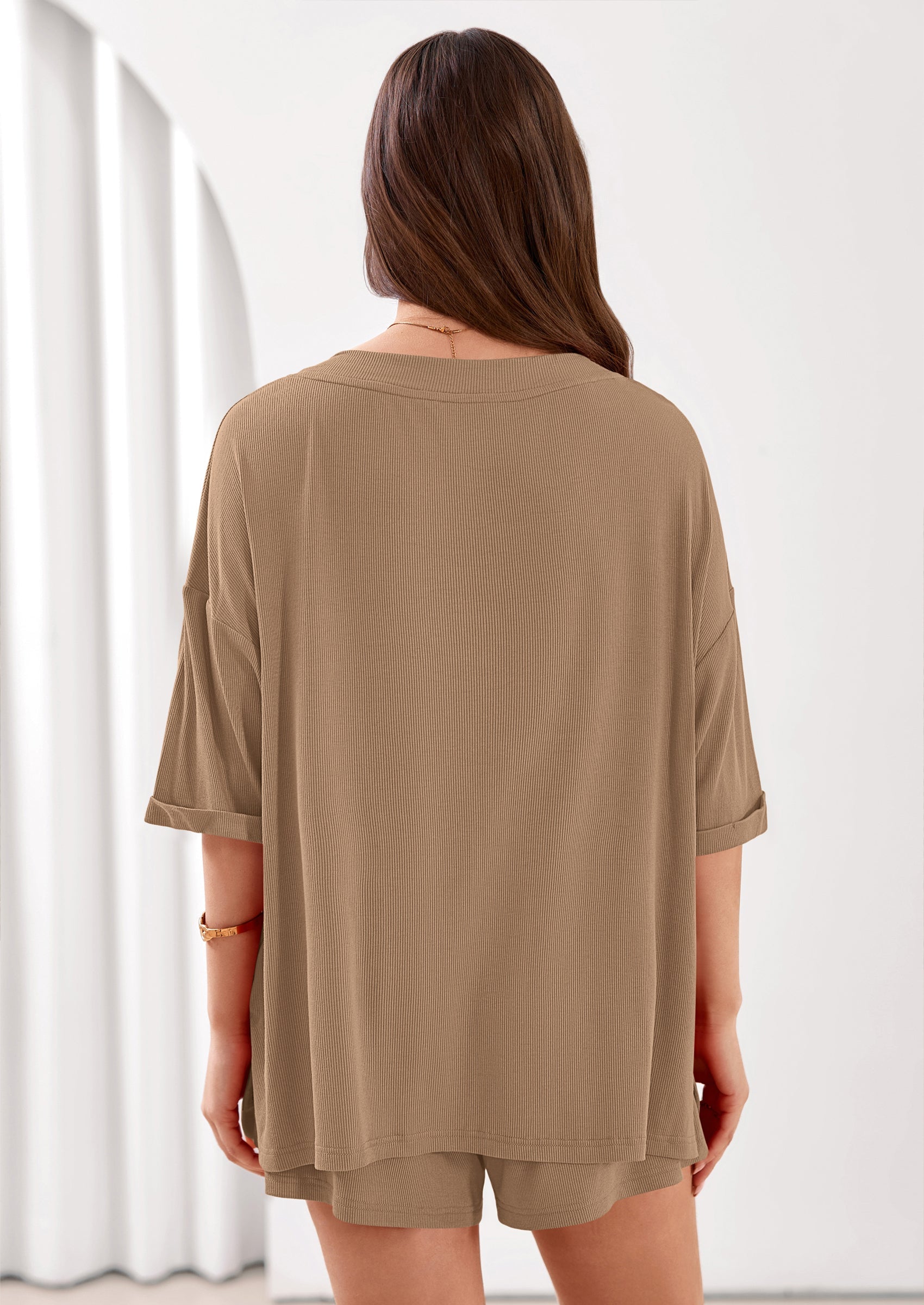 PRETTYGARDEN Womens 2 Piece Sets Oversized Vneck Half Sleeve Tops Shorts Lounge Set Casual Summer Travel Beach Outfits PRETTYGARDEN