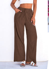 PRETTYGARDEN Womens Palazzo Pants Summer Fashion High Waisted Wide Leg Drawstring Flowy Beach Trousers with Pockets PRETTYGARDEN