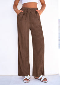 PRETTYGARDEN Womens Palazzo Pants Summer Fashion High Waisted Wide Leg Drawstring Flowy Beach Trousers with Pockets PRETTYGARDEN