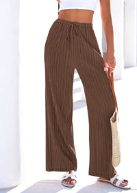 PRETTYGARDEN Womens Palazzo Pants Summer Fashion High Waisted Wide Leg Drawstring Flowy Beach Trousers with Pockets PRETTYGARDEN