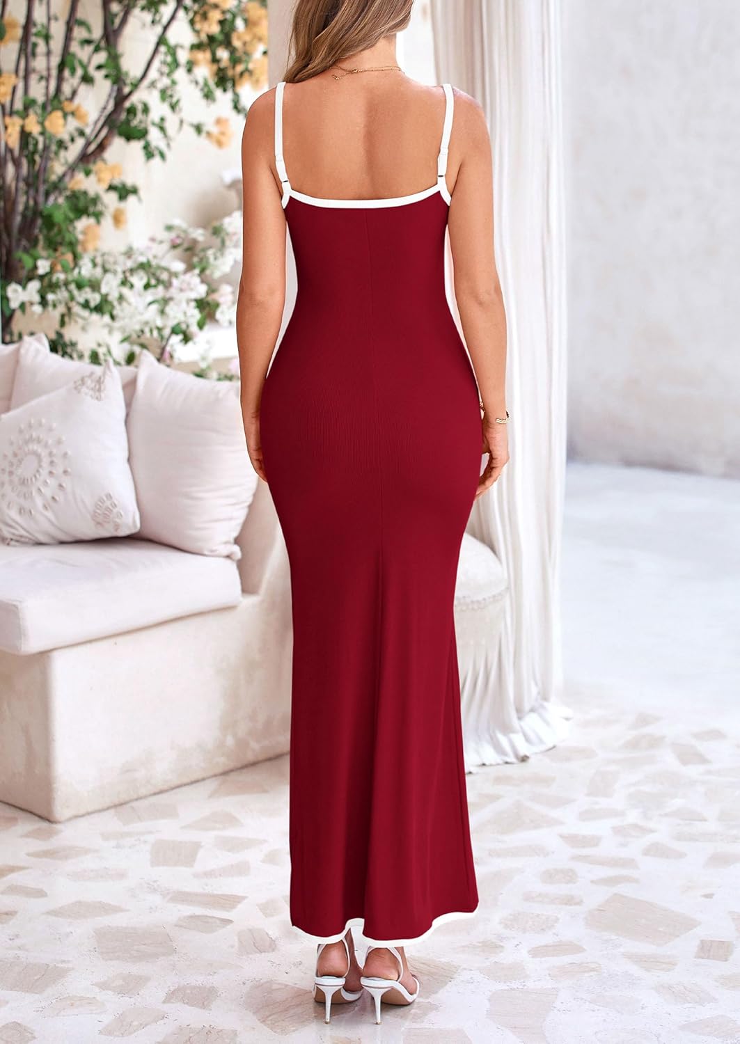 PRETTYGARDEN Spring Dresses for Women Summer Resort Wear Sexy Bodycon Sundress Spaghetti Strap Vacation Maxi Dress