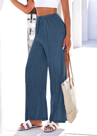 PRETTYGARDEN Womens Palazzo Pants Summer Fashion High Waisted Wide Leg Drawstring Flowy Beach Trousers with Pockets PRETTYGARDEN