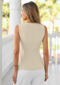 PRETTYGARDEN Women's Summer Vest Tops Business Casual Going Out Outfits Sleeveless Zip Up Dressy Tank Top Suit Waistcoat PRETTYGARDEN