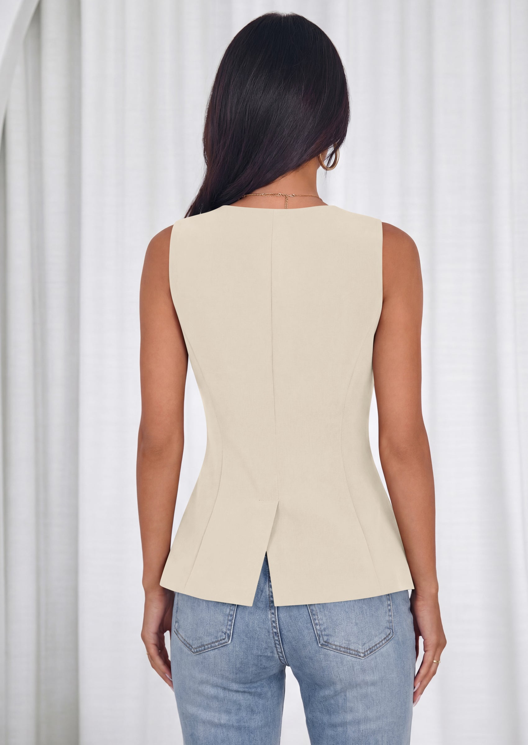 PRETTYGARDEN Womens Summer Sleeveless Blazer Vest Tops Trendy V Neck Button Down Business Casual Suit Vests Waistcoat PRETTYGARDEN