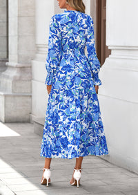 PRETTYGARDEN Women's Floral Maxi Dress Spring Long Sleeve V Neck Casual A Line Long Flowy Boho Party Dresses