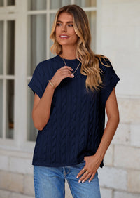 PRETTYGARDEN Women's Sweater Vest Summer Short Sleeve Tops Casual Crewneck Knit Oversized Pullover Trendy Spring Outfits PRETTYGARDEN